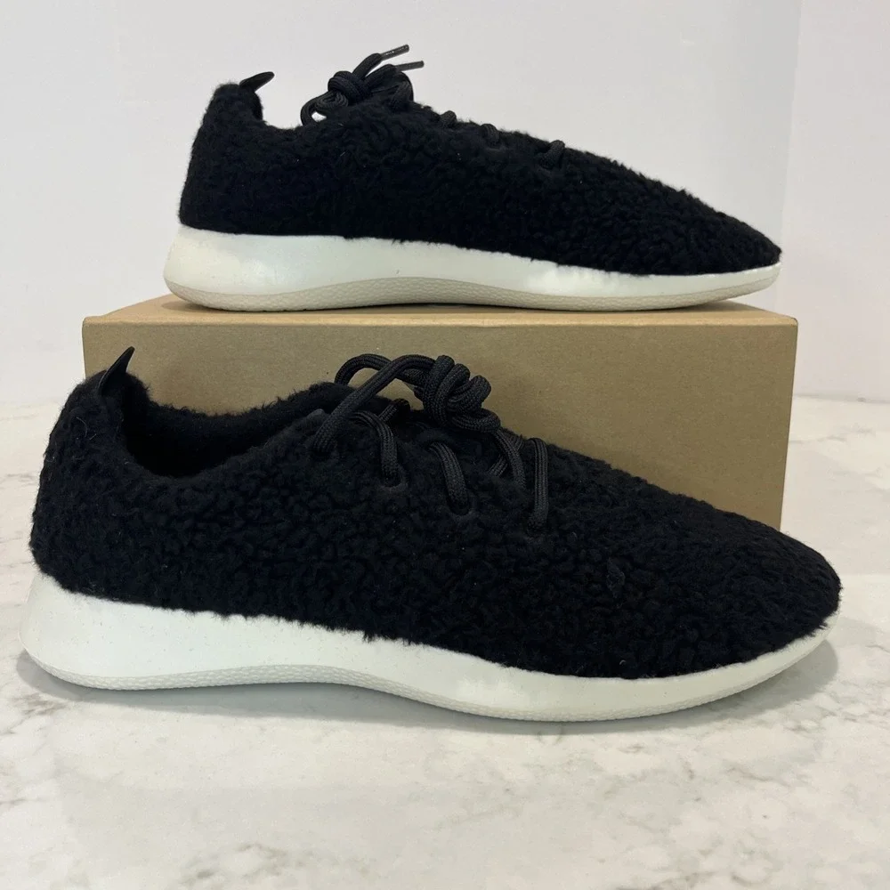 Allbirds NEW Mens 11 Wool Runner‎ Fluff Natural Black Sneakers Shoes Travel